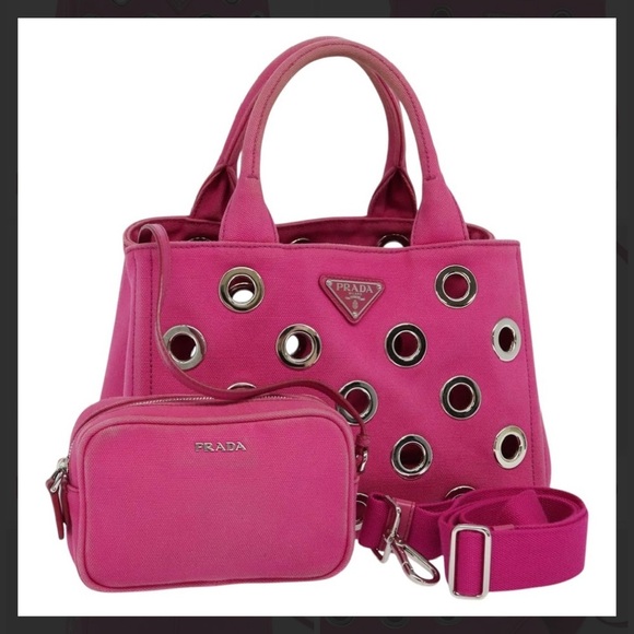 Prada Pink and Silver Crossbody Bag And Pouch - Picture 1 of 16